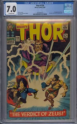 Buy Thor #129 Cgc 7.0 1st Ares Hercules Pluto Zeus Stan Lee Jack Kirby • 199.87£