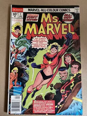 Buy Ms MARVEL #1 - JAN 1977 - 1st Ms MARVEL APPEARANCE! - VFN (8.0) PENCE COPY! • 59.99£