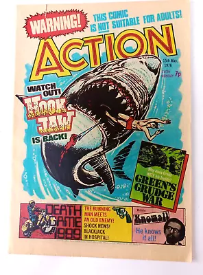 Buy Action Comic - 15th May 1976 - PRE-BAN - HOOKJAW IS BACK - IPC Magazines • 7.99£