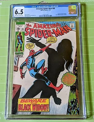 Buy Amazing Spider-Man #86 CGC 6.5/FN+ OWhWhP Origin Of Black Widow/New Costume/OBO! • 105.94£