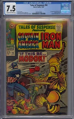Buy Tales Of Suspense #94 Cgc 7.5 Captain America 1st Modok Titanium Man Jack Kirby • 221.36£