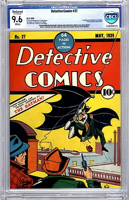 Buy Detective Comics #27 CBCS 9.6 (R) 1st Appearance Batman & Commissioner Gordon • 1,998,800.72£
