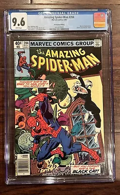 Buy Amazing Spider-man #204 CGC 9.6 NM+ NEWSSTAND Blackcat Marvel 1980 • 70.36£