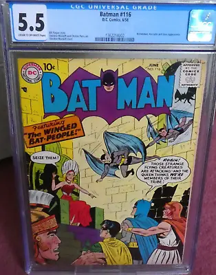 Buy BATMAN #116 CGC 5.5 1958   The Winged Bat-People  SILVER AGE • 225£