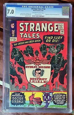 Buy Strange Tales #136 - CGC 7.0 - Key  2nd Hydra + SHIELD - Kirby Lee  Dr. Strange  • 86.96£