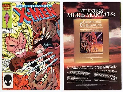 Buy Uncanny X-Men #213 (NM- 9.2) Wolverine Vs Sabretooth 1st Mr Sinister Cameo 1987 • 23.74£
