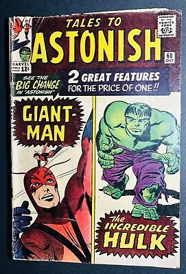 Buy Tales To Astonish #60 1ST HULK Giant-Man 1964 Silver VINTAGE MARVEL  COMICS! • 26.12£