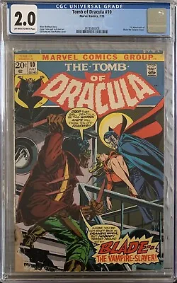 Buy Tomb Of Dracula #10 Cgc 2.0 Gd 1973 1st Appearance Of Blade Marvel Comics • 428.15£