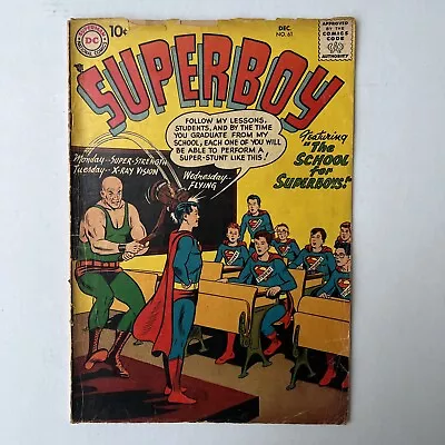 Buy SUPERBOY 61 Superman Silver Age 1957 DC COMIC The School For Superboys! • 47.70£