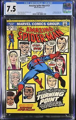 Buy Amazing Spider-Man #121 CGC VF- 7.5 Off White To White Death Of Gwen Stacy! • 449.86£