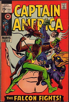 Buy Captain America #118 - 2nd App Of The Falcon Sam Wilson (Grade VG) 1969 • 55.08£