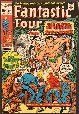 Buy FANTASTIC FOUR #102 Fine Very Fine Marvel Comics Stan Lee Jack Kirby Sub-Mariner • 36.11£