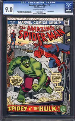Buy Amazing Spider-man #119 Cgc 9.0 Ow/wh Pages // Hulk Vs Spider-man Cover 1973 • 260.90£