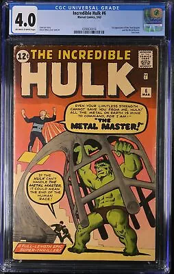 Buy Incredible Hulk #6 CGC VG 4.0 Off White To White 1st Appearance Teen Brigade! • 526.67£