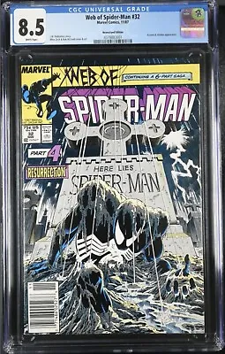 Buy Web Of Spider-Man #32 Cgc 8.5 Newsstand Edition 1987 Kravens Lasr Hunt • 67.04£
