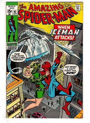 Buy Amazing Spider-man #92 (1971) - Grade 7.5 - Ice-man & Gwen Stacy Appearance! • 71.96£