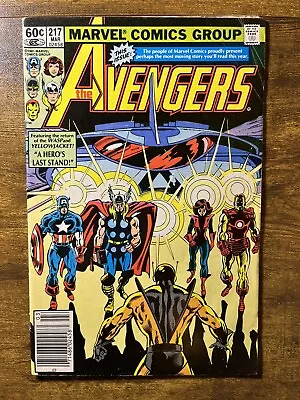 Buy The Avengers 217 Newsstand Bob Hall Story & Cover Captain America Marvel 1982 • 3.01£