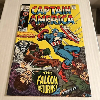 Buy 1970 Marvel CAPTAIN AMERICA #126 Falcon 1st App Diamond Head Comic Books (c7) • 11.87£