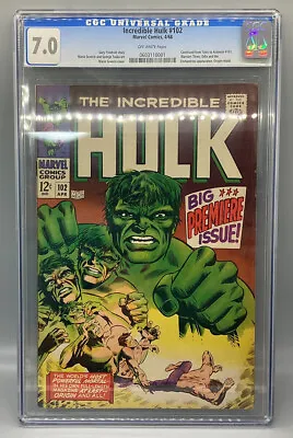 Buy The Incredible Hulk #102 - April 1968 - Marvel Comics CGC 7.0 • 291.71£