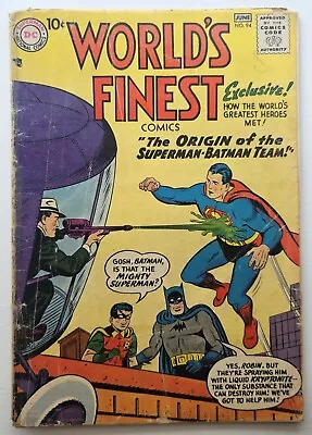Buy World's Finest #94 (1958) 1st Origin Superman Batman Team Silver Age DC GD/VG • 51.46£