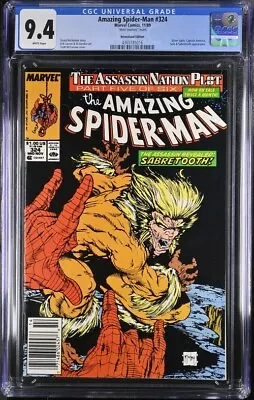 Buy Amazing Spider-Man # 324 (Marvel)1989 - CGC 9.4 WP Mark Jewelers - Sabretooth • 104.74£