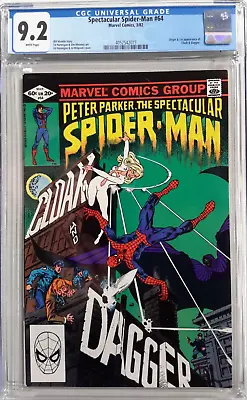 Buy 🕸spectacular Spider-man #64 Cgc 9.2*1982 Marvel Comics*1st App Cloak & Dagger🕷 • 63.07£