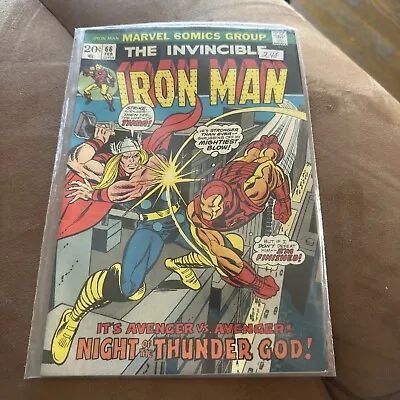Buy Iron Man #66 (1973 Marvel) VS. THOR! AVENGER VS. AVENGER! Clean Copy… • 39.53£
