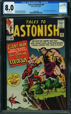 Buy Tales To Astonish 58 Cgc 8.0 Ow Pages Marvel 1964 The Coming Of Colossus D1 • 160.85£