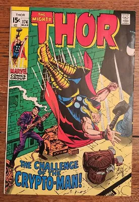 Buy The Mighty Thor #174 Marvel Comics 1970 Lee/Kirby Art Crypto-Man! - VF+ • 22.16£