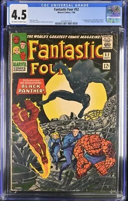 Buy Fantastic Four #52 Marvel Comics, 7/66 - First Appearance Black Panther CGC 4.5 • 478.91£