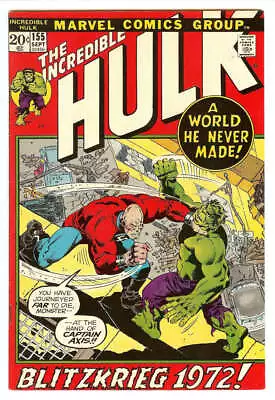 Buy Incredible Hulk #155 7.0 // 1st Appearance Of The Shaper Of Worlds Marvel 1972 • 34.38£