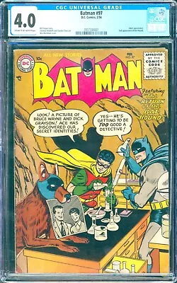 Buy Batman #97 (1956) CGC 4.0 -- 2nd Ace The Bathound App.; Joker Appearance; Finger • 512.31£