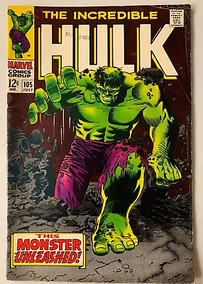 Buy Incredible Hulk #105 Marvel 1st Series 4.0 VG Date Stamp On Cover  (1969) • 63.96£