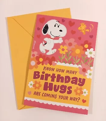 Buy Snoopy Woodstock Peanuts / Birthday Card Birthday Card Yellow Pink Hallmark USA • 9.81£
