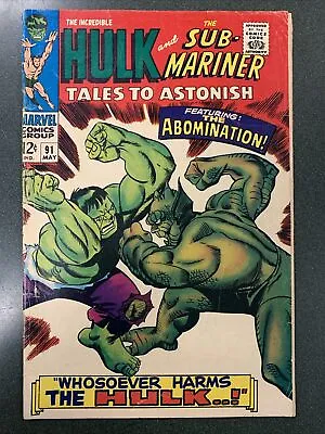 Buy Tales To Astonish #91 (Marvel, 1967) 1st Cover & 2nd Abomination Gil Kane VG- • 69.55£