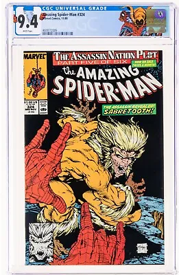 Buy Amazing Spider-Man #324 CGC 9.4 WP Sabretooth Custom LABEL McFarlane Lizard • 83.86£