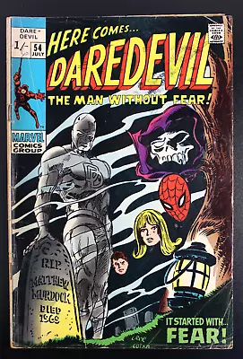 Buy DAREDEVIL #54 Marvel 1969 - Roy Thomas + Gene Colan - Spider-Man + Mr Fear VGM • 18£