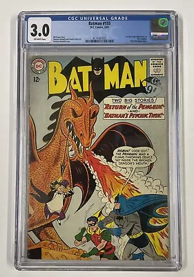 Buy Batman #155. May 1963. Dc. 3.0 Cgc. 1st Silver Age App Of The Penguin! • 350£