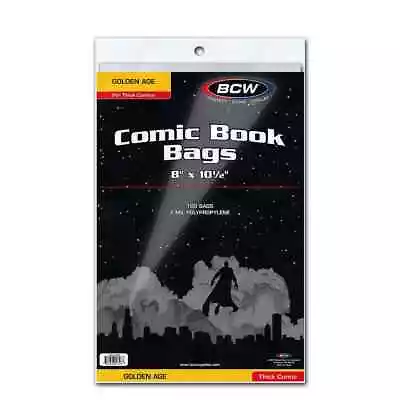 Buy 1000 BCW Golden Age Comic Book Bags (Thick) 2 Mil Poly Sleeves 8x10.5 Protectors • 66.36£