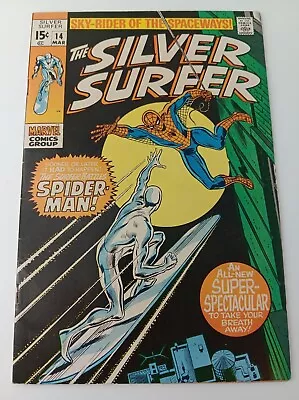 Buy Silver Surfer 14 Fine (6.0) Spider-Man Crossover 1970 Marvel • 63.25£
