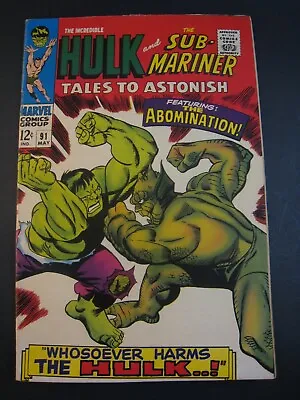 Buy Tales To Astonish #91 Marvel 1967  Namor Sub-Mariner Hulk Abomination, Fine/VF • 75£