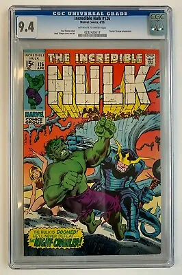 Buy INCREDIBLE HULK #126, Marvel, CGC 9.4, Herb Trimpe Cover, Doctor Strange Appear. • 308.47£