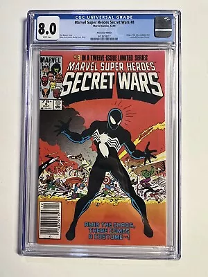 Buy Marvel Super-heroes Secret Wars 8 Cgc 8.0 Newsstand 1984 Origin Black Costume Or • 138.35£