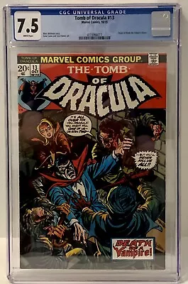 Buy Tomb Of Dracula #13 Cgc 7.5  White Pages - Origin Of Blade 1973 • 275£
