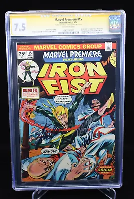 Buy Marvel Premiere #15- Signed Stan Lee&Roy Thomas/1st App Iron Fist (CGC 7.5) 1974 • 516.35£