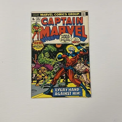 Buy Captain Marvel #25 1973 FN+ 2nd Appearance Of Thanos (cameo) Pence Copy • 40£