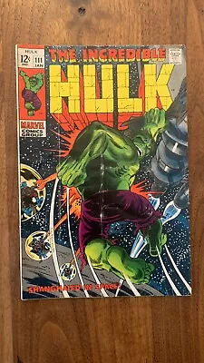 Buy The Incredible Hulk # 111 1969 Marvel 1st Appearance Of Galaxy Master • 31.60£