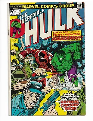 Buy Incredible Hulk 172 - F 6.0 - Juggernaut - Cyclops - Marvel Girl (1974) • 31.98£