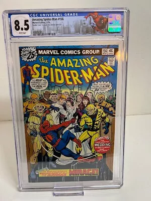 Buy Amazing Spider-Man #156 CGC 8.5, RARE DOUBLE COVER!!!, NYC Label,  Romita (1976) • 162.07£