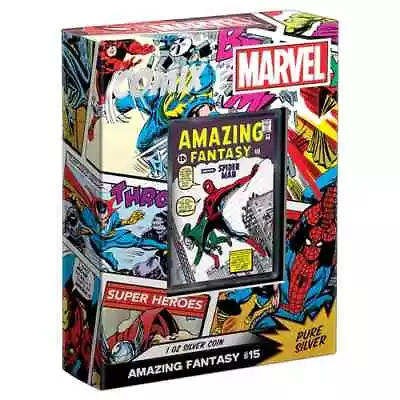 Buy 2023 NZM Marvel AMAZING FANTASY #15 SPIDER MAN 1oz Fine Silver Pf Col. Coin OMP. • 105£